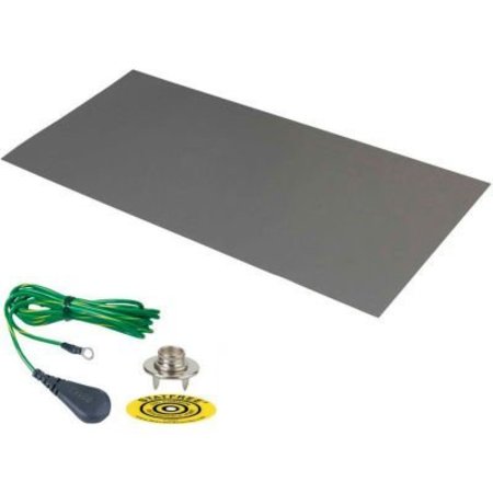 DESCO INDUSTRIES INC Desco Dual Layer Rubber Mat 66225 with Ground 30"D x 60"W - Gray 66225